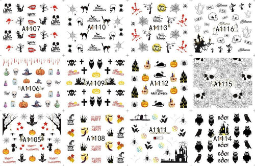 Halloween Water Transfer Nail Decals #01 (12 Sheets)