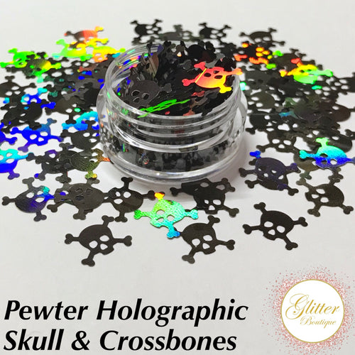 Skull & Crossbones - Pewter Holographic