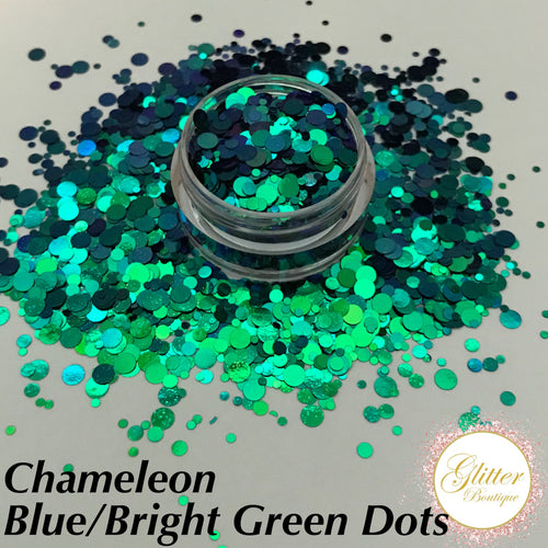 Chameleon Blue/Bright Green Dots