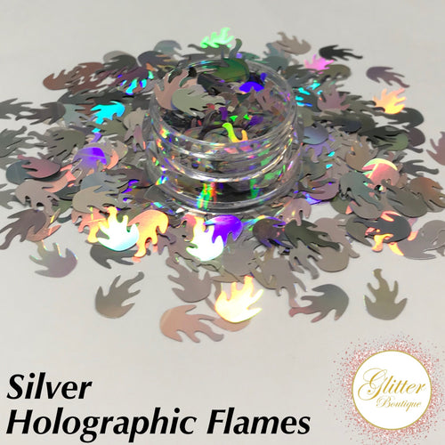 Silver Holographic Flames