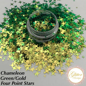 Chameleon Green/Gold Four Point Stars