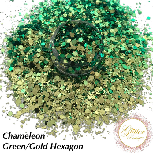 Chameleon Green/Gold Hexagon