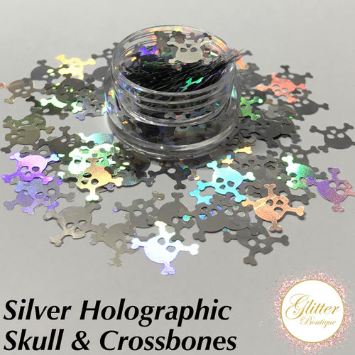 Skull & Crossbones - Silver Holographic