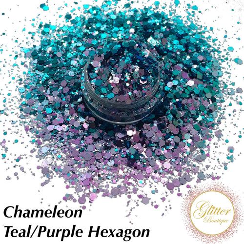 Chameleon Teal/Purple Hexagon