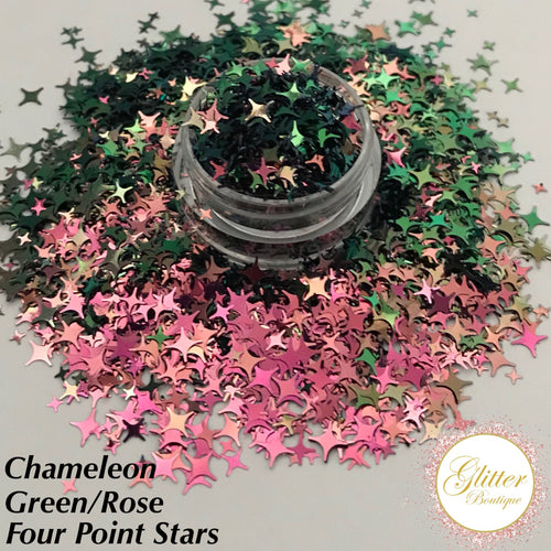 Chameleon Green/Rose Four Point Stars