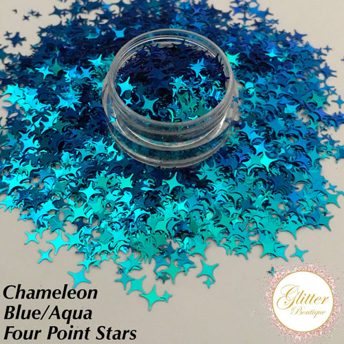 Chameleon Blue/Aqua Four Point Stars