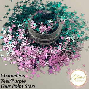 Chameleon Teal/Purple Four Point Stars