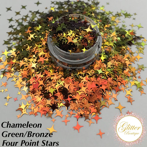 Chameleon Green/Bronze Four Point Stars