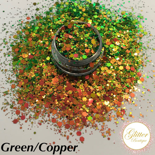 Chameleon Green/Copper Hexagon